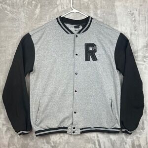 Red Ape Mens‎ Varsity Bomber Jacket Grey Black Letterman Patch Size 4XL